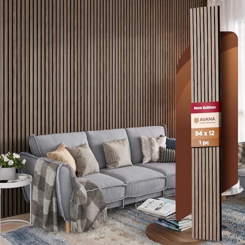 Photo 1 of Avana Modern Acoustic Wood Wall Panels – 94.4 X 12.6 Inch Walnut Acoustic Panels 1 PC – Wall Panels For Interior Wall Decor For Homes