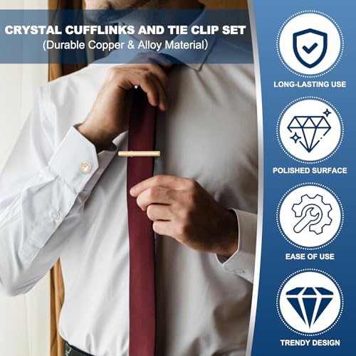 Set de Mancuernillas y Pin para Corbata con Cristales miniatura 3