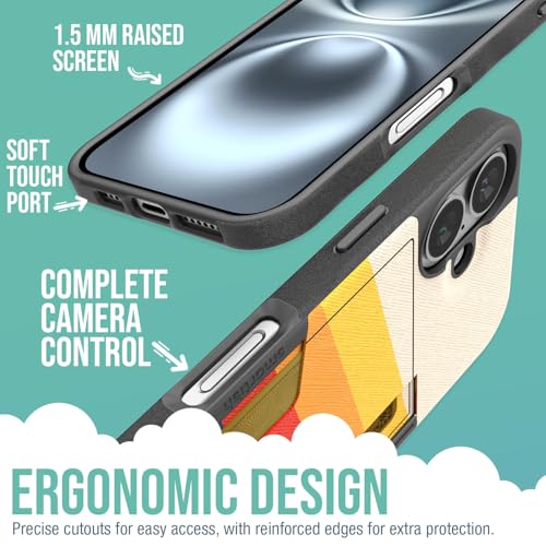 Image of Smartish iPhone 16 Wallet Case - Wallet Slayer Vol. 2 [Slim + Protective] Credit Card Holder w /Kickstand - Drop Tested Hidden Card Slot Cover Compatible w /Apple iPhone 16 - Striped Up