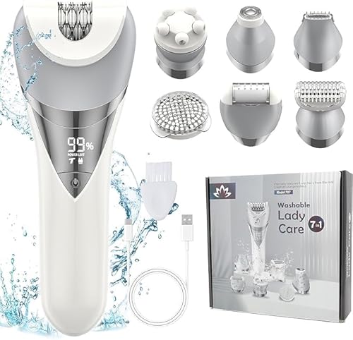 Misuke Epilator for Women,7 in 1 Hair Removal Device for Women,Painless Electric Lady Shaver Bikini Trimmer,Cordless Razor Epilator for Bikini Line,Face,Body,IPX6 Waterproof,Rechargeable,2 Speeds