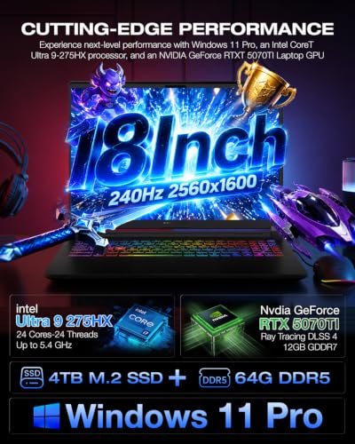 Image of ASUS ROG Strix G18 Gaming Laptop, 18 inch 2.5K ROG 64GB DDR5 RAM, 4TB PCIe SSD