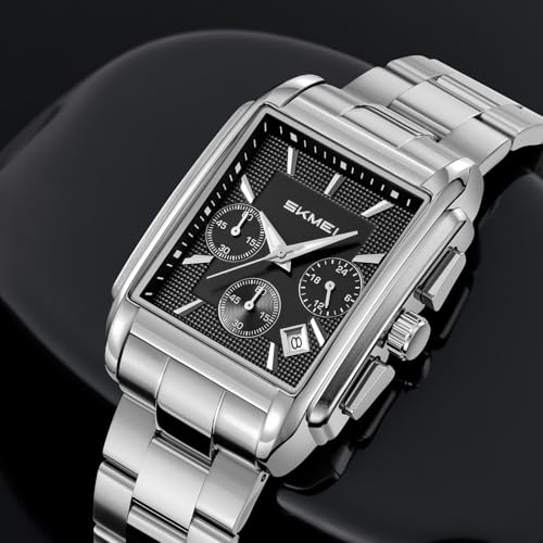 Image of SKMEI Luxury Digital Watch for Men - Quartz Analog-Digital Display, Stainless Steel & Leather Strap, Waterproof 3ATM, Stopwatch, Date, Stylish Fashion Watch for Casual & Formal Wear - 2339