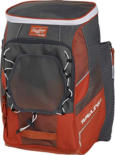 Rawlings Impulse Baseball & Fastpitch Softball Equipment Batpack Backpack Bag, Burnt Orange, Large #TOP2