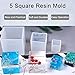 Luckkyme Resin Casting Molding Square Resin Mold Cube Silicone Molds for DIY Craft Making Silicone Clear Casting Molds (5size)