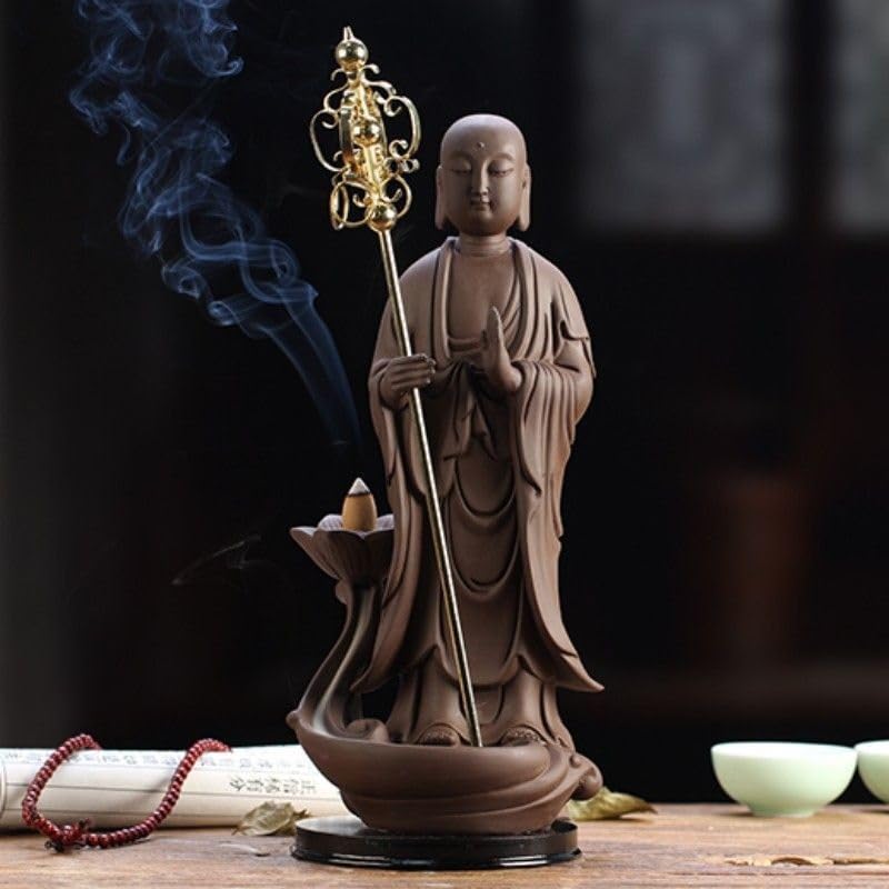Bruciatore di incenso Statua di Buddha Bruciatore di incenso riflusso Casa Decorazione interna creativa Ornamenti in ceramica Incensiere