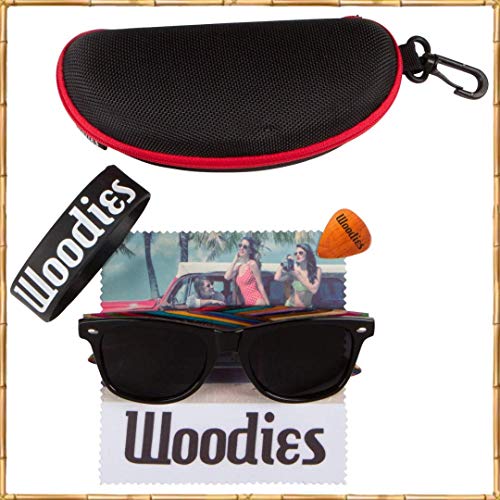 Woodies Polarized Rainbow Wood Sunglasses for Men and Women | Black Polarized Lenses and Real Wooden Frame | 100% UVA/UVB Ray Protection3