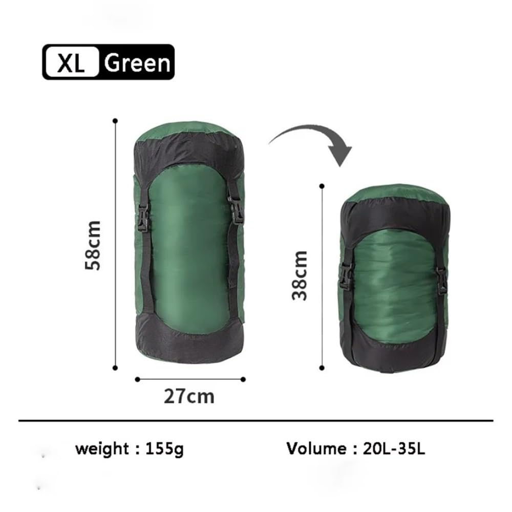 Upgrade 40D 10-35L Ultralight Impermeabile Nylon Compression Stuff Sack Adatto for Sacco a Pelo 40% Spazio Adatto for Campeggio Escursionismo Zaino in Spalla