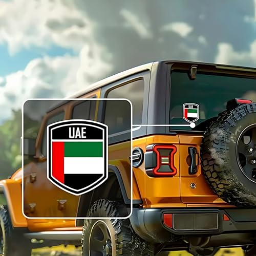 AL FAKHAMA UAE Flag Sheild Sticker Vinyl, (15x12 CM) Strong Adhesive, Weather proof, UV Resistant, Laminated glossy UAE flag sticker for Car, Laptops, Paint Safe Stickers - Pack Of 1