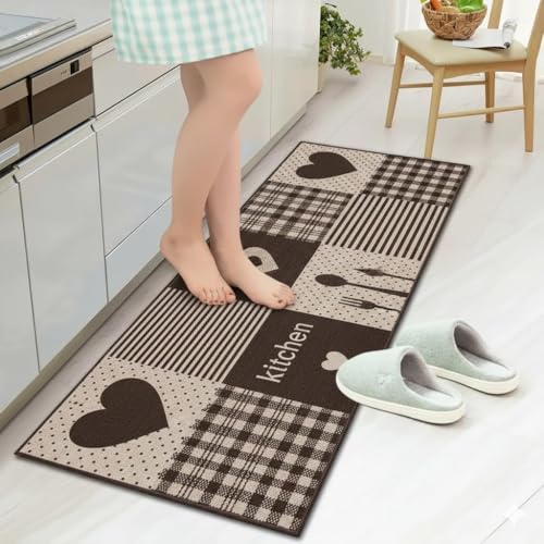 Image of Roslen Kitchen Mat for Floor Set of 2 Pcs, Waterproof Memory Foam Standing Floor Mat, Comfortable Support for Long Cooking Hours, Comfort Runner Rug Mat Carpetsfor Kitchen Hallway Balcony & Laundry