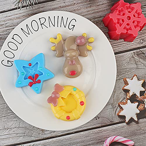 Christmas Silicone Baking Molds – Chocolate Candy Molds Set For Cake Toppers, Ice Cubes, Jello, Diy Cake Candles, Gingerbread, Sleigh, Reindeer, Santa, Snowman, Star, Garland - 4-Pack #TOP5