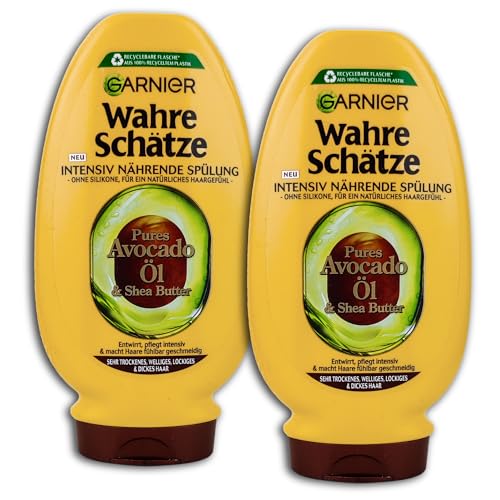 Garnier Wahre Schätze Lot de 2 après-shampoings nourrissants intensifs à l'huile d'avocat et au beurre de karité 2 x 200 ml