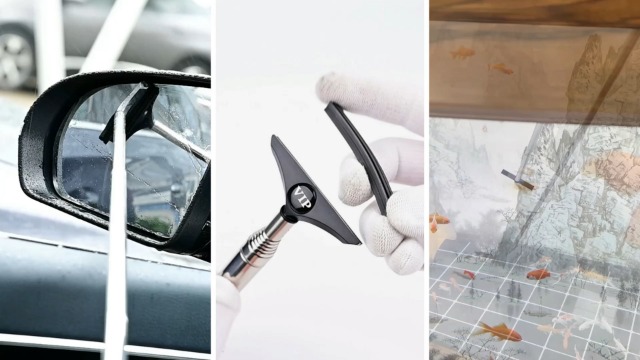 Mini Estrattore Per Specchietti Auto - Con Manico Retrattile E Labbro In Silicone, Per Pulizia Vetri