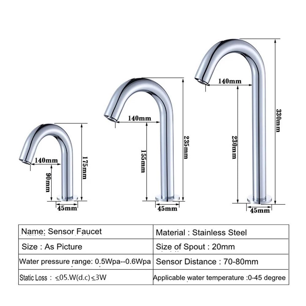 QHQQXN Rubinetto Automatico per Bagno Senza Contatto - Rubinetto con sensore Nero Montato su Piano per Acqua Calda e Fredda, Miscelatore Moderno G1/2 per lavabo, C ELS83, Installazione Facile