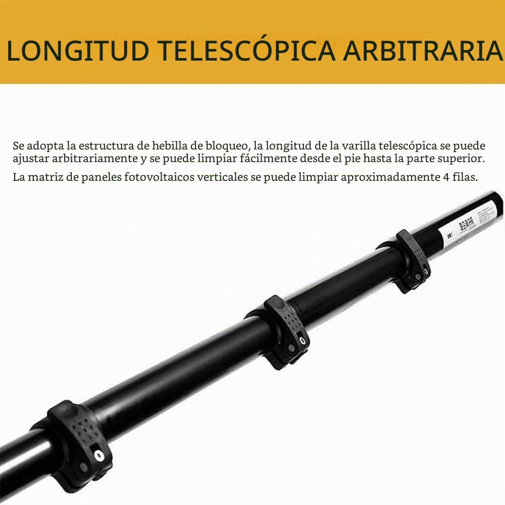 Cepillo Limpieza Paneles Solares,Cepillo para Paneles Solares Limpiando El Techo,Limpiador Placas Fotovoltaicas para La Limpieza Paneles Solares y Fotovoltaicos,Gpbb7.5M