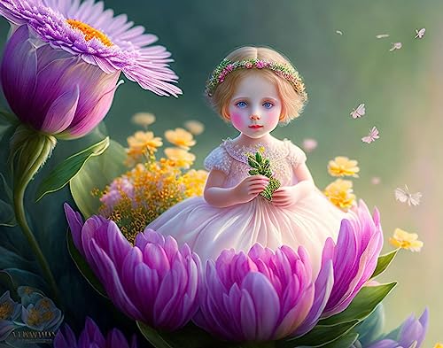 Poster sur toile Thumbelina 58x90cm decoration murale fleur fille