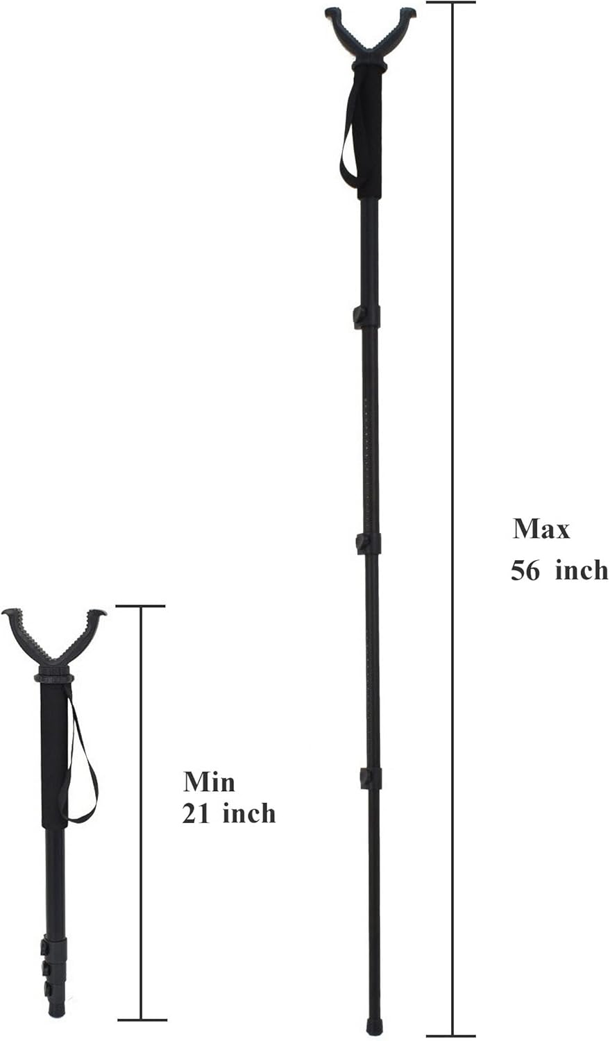 igoo Rifle Shooting Rest Monopod with V Yoke Bracket，V Shaped Gun Rack Hunting Shooting Stick, Aluminum Construction 21"-56"
