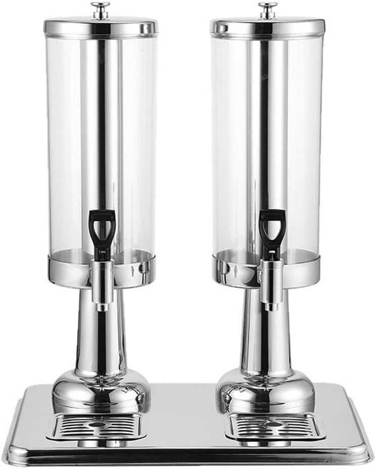 AIZYR 6L Beverage Dispenser Dual Drink Dispenser, Stainless Steel Drink Server with Ice Core for Party Bar Wedding Picnics,Silver