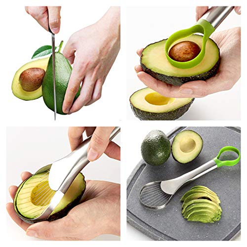 XCVCVB Avocado Slicer Cutter Stainless Steel Blade & Non-Slip Silicone Handle Easy to Clean, Multi-Functional Avocado Tool - Image 4
