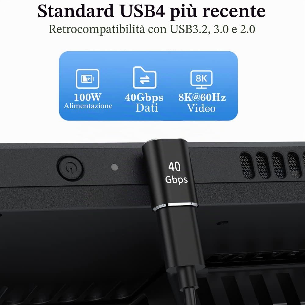 Adattatore USB C ad angolo retto (confezione da 2), connettore USB C maschio a USB C femmina da 90 gradi per Steam Deck, Switch, MacBook, Tablet, Telefono e altri dispositivi di tipo C