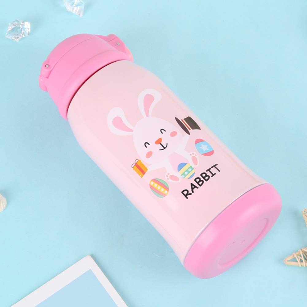 Xfc Stainless Steel Kids Thermos Water Bottle, with Straw 600ML Leak Proof Cartoon Children's Insulation Cup for 24 Hrs Keep Warm