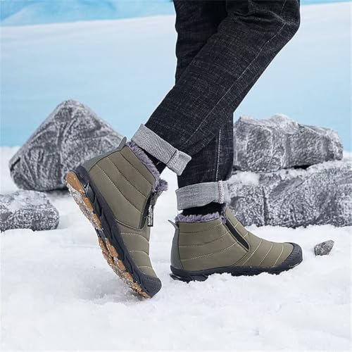Jakcuz Women Winter Snow Boots Zip Up Fur Lined Warm Ankle Boot Outdoor Anti-slip Waterproof Comfortable Short Boot 5