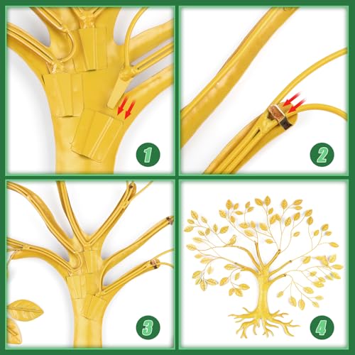 Fangoo Tree of Life Metal Wall Art Sculpture 22 x 26 inch Large Metal Tree of Life Wall Decor Wall Hanging Multi Colored Leaf Art for Living Room Bedroom Garden Porch Patio Office Home Wall Decor - Image 4