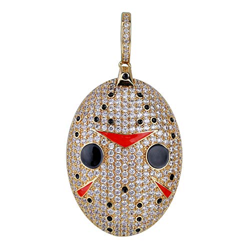 MoCa Hip Hop Iced Out Bling Chain Saw Clown CZ Pendant Halloween Cosplay Party Novelty Necklace