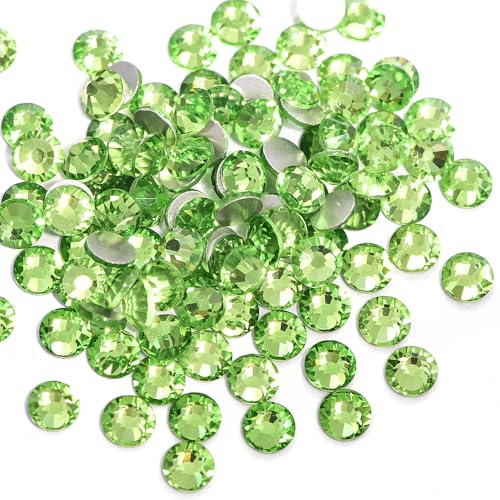 Image of 288 Pieces SS30 /6.4-6.6mm Flat Back Crystal Rhinestones Round Gems for Nail Art,Lt.Peridot