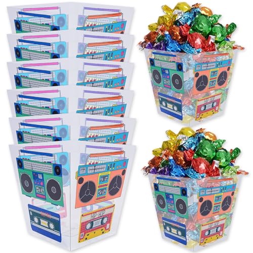 80s Bucket Centerpiece, 8Pcs 90s Tape Radio Party Supplies, 90s Theme Birthday Party Decoration Tape Radio Table Decor, Retro Hip Hop Disco Pop Music Party