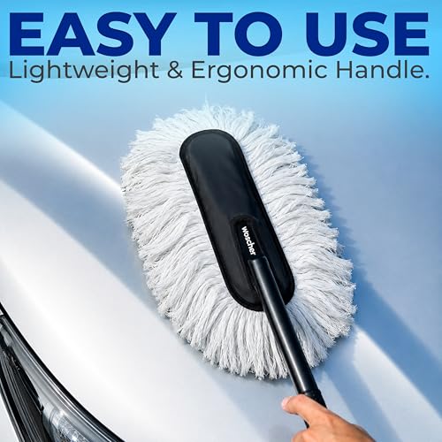 Image of Woscher Car Duster - Lint-Free & Scratch-Free Car Cleaning Brush with Long Handle | Premium Dust Cleaner for Car Exterior | Easy & Effortless Cleaning