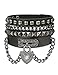 FINREZIO Unisex Punk Rock Leather Bracelet and Heart Choker Collar Necklace Set for Women Men 3PCS (A: Choker and Bracelet Set)