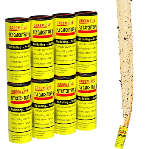 MEGAROOM Premium Fliegenfänger 8 Stück, Giftfrei Umweltfreundlich Fliegenfalle Innenbereich & Draußen, Gegen Fruchtfliegen Fliegen Mücken Und Motten, Fruchtfliegenfalle Reißnagel Zum Aufhängen
