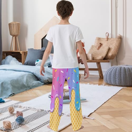 Boy's Pants Light Pink Ice Cream Jogger Pants Elastic Waist Long Bottoms Trousers with Pockets 6-14 Years3