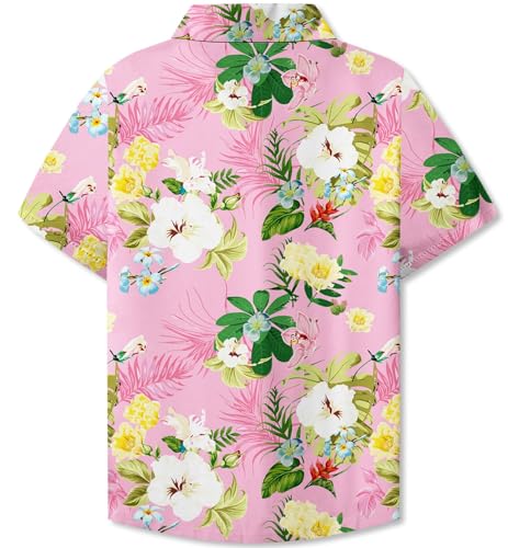 Image of SANGTREE Girls & Women's Hawaiian Shirts Button Down Short Sleeve Floral Tropical Shirt Beach Vacation Blouse Tops