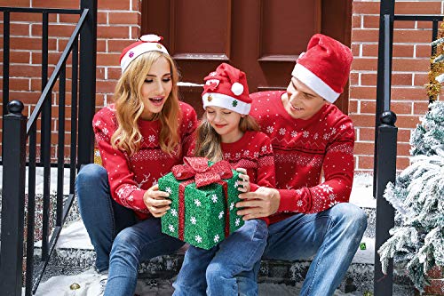 Aiboria Matching Family Ugly Christmas Reindeer Snowflakes Sweater Pullover for Women/Men/Boys/Girls2