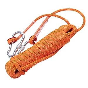 Touw Lucht touw klimtouw reddingslijn gebonden hulp, 12mm dik kabelbelasting van 2300kg met 2 karabijnhaak, orange…