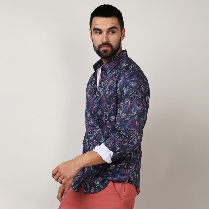 Image of CAHOOT Men's Twisted Crease Shirt for Casual Wear | Spread Collar | Long Sleeve | Button Closure | Shirt Crafted with Comfort Fit for Everyday Wear