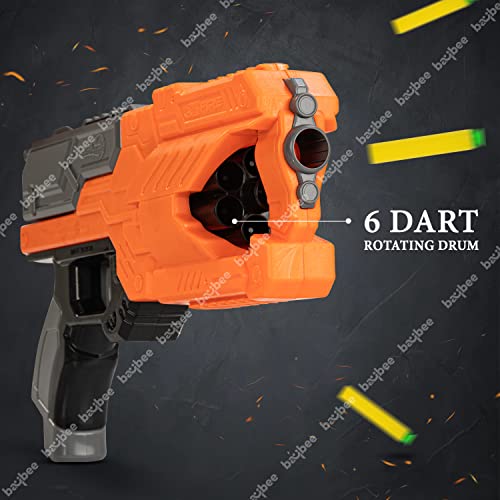 Image of Baybee Blaster Toy Gun for Kids 3+ Years with 10 Soft Foam Darts | Fun Target Shooting Battle Game Toy (Orange)