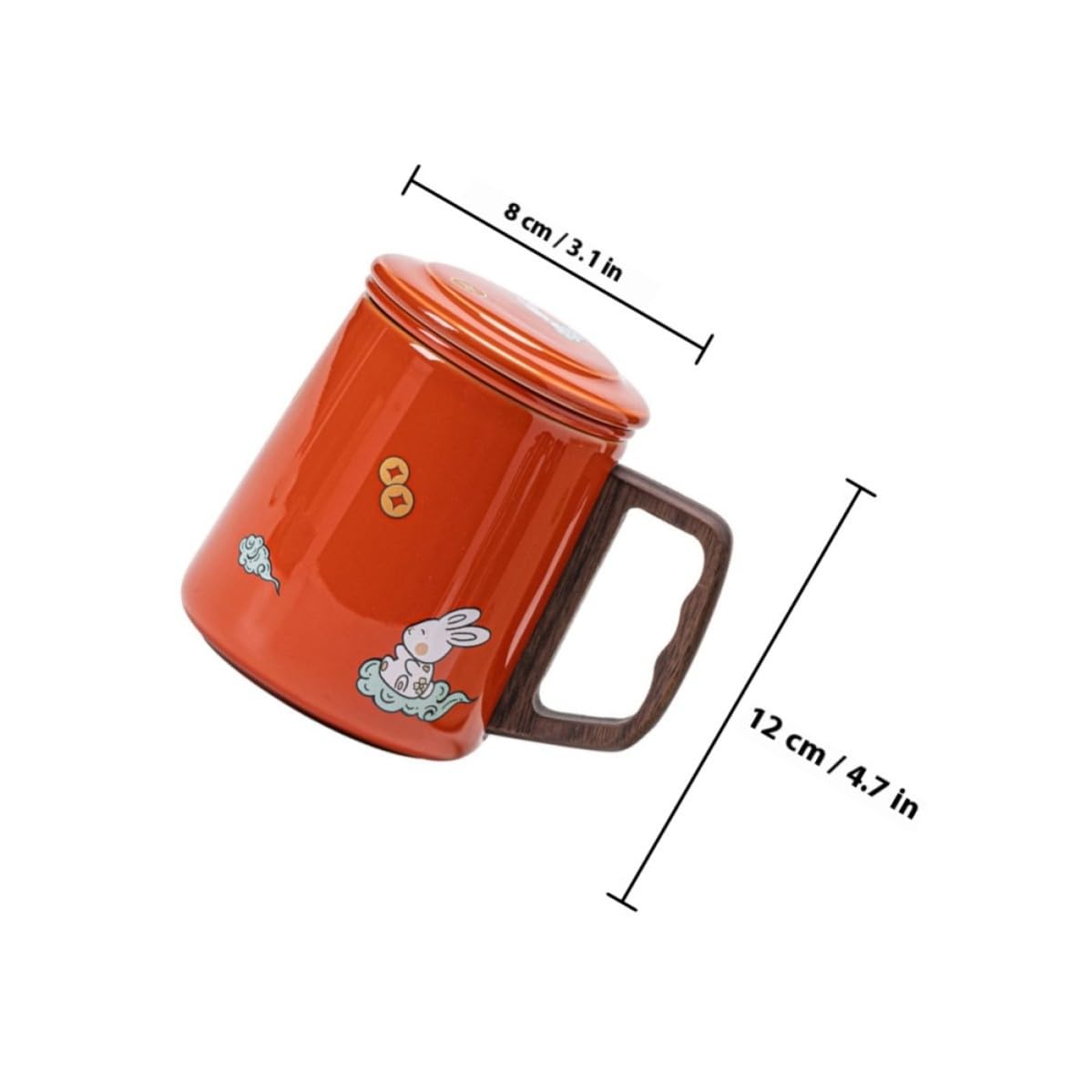 jojofuny Taza de Cerámica con Infusor y Tapa de Madera para Té de 400ml con Diseño Ergonómico y Asa Cómoda Adecuado para Oficina y Hogar