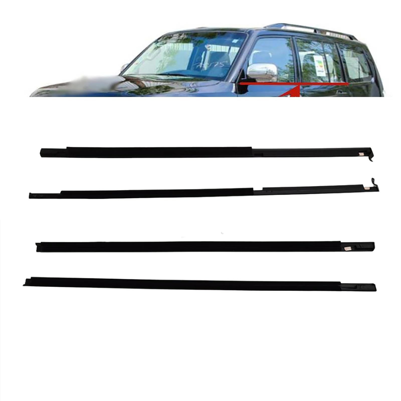Burlete para ventanilla de Coche Mitsubishi Pajero Montero V73 V93 V97 2000-2016, Cinta de Sellado Impermeable para Ventanas, Correa de presión.