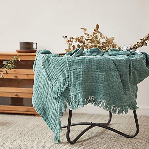 Manta de algodón con borlas de estilo rustico, bufanda y chal decorativo boho 7