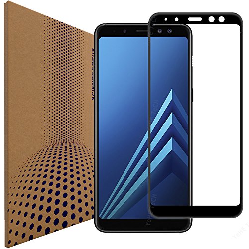 VLP Compatible con 2018 Samsung Galaxy A8 Vidrio Protector de Pantalla, Borde 3D Curvo Anti Huella&Digital Cristal Templado Película Protectora para Samsung Galaxy A8 2018 (Black)