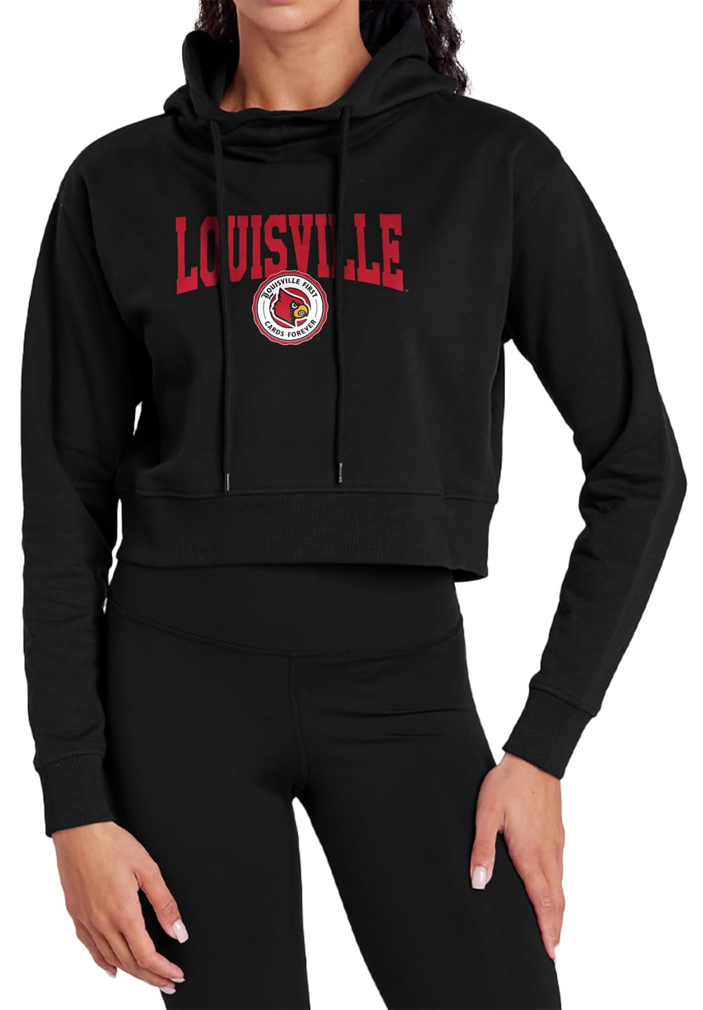 Campus Lab Officially Licensed Collegiate Women's Cropped Hoodie Varsity Black Collection