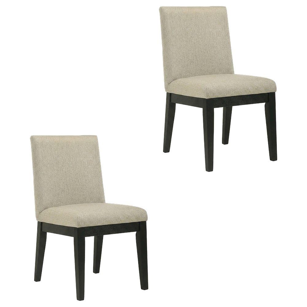 Upholstered Turned-Leg Dining Chairs Set of by Furnifact – Wood, White, Pack of 2