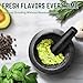 Flexzion Marble Mortar and Pestle Set Small 1-cup Capacity Guacamole Bowl, Spice Grinder Bowl, Black Mortar Pestle Set Kitchen Tool for Herbs, Spices, Cooking, Medicine