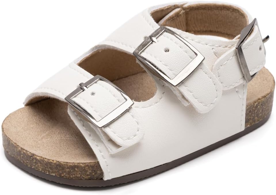 KIDSUN Baby Boys Girls Sandals Cork Footbed Adjustable Strap Clogs Infant Summer Non-Slip Rubber Sole Prewalk Shoes