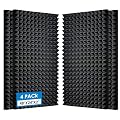 4 Pack-48 x 24 x 2 Inches Pyramid Designed Acoustic Foam Panels, Sound Proof Foam Panels, High Density and Fire Resistant Acoustic Panels, Studio Foam for Wall (Black 4 Pack, 48 x 24 x 2 Inches)