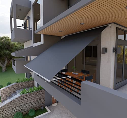 Mitepek Tenda Da Sole A Caduta Con Bracci 300Cm Telo Impermeabile Grigio Golisa - 4