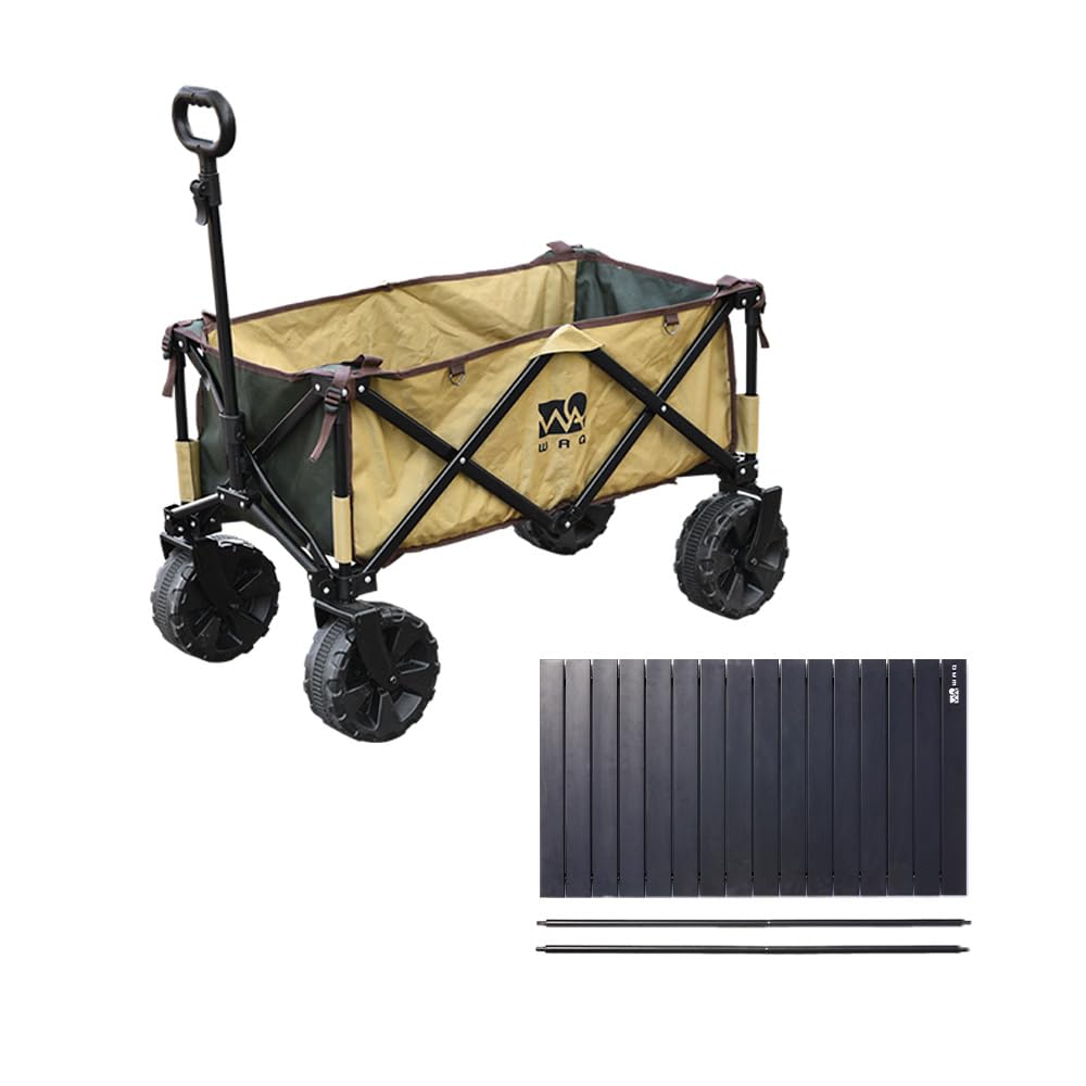 【定価11599円⇒5600円】WAQ アウトドアワゴン オリーブ×タン (大型タイヤ/耐荷重150kg/自立収納/106L) キャリーワゴン Amazon | WAQ キャリーワゴン【 大型タイヤ 】自立収納 コンパクト 耐