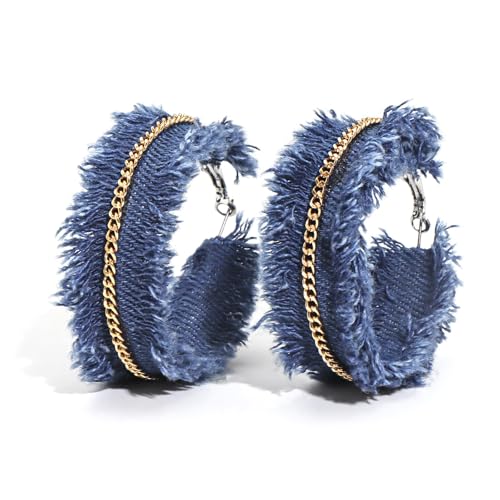 Coiris Bohemian Statement Dangle Earrings for Women Denim Leather Shells Pearl Polygonal Leaf Circle Drop Earrings for Women